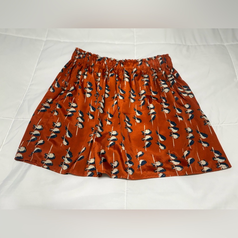 💲Red Camel Rust and Navy Patterned Mini Skirt